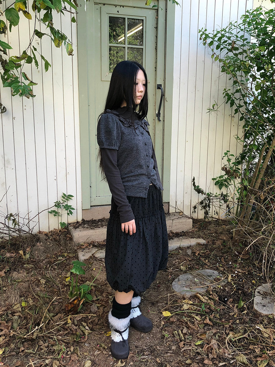 Bow-Detail Knit Cardigan & Long Sleeve Two-Piece Set