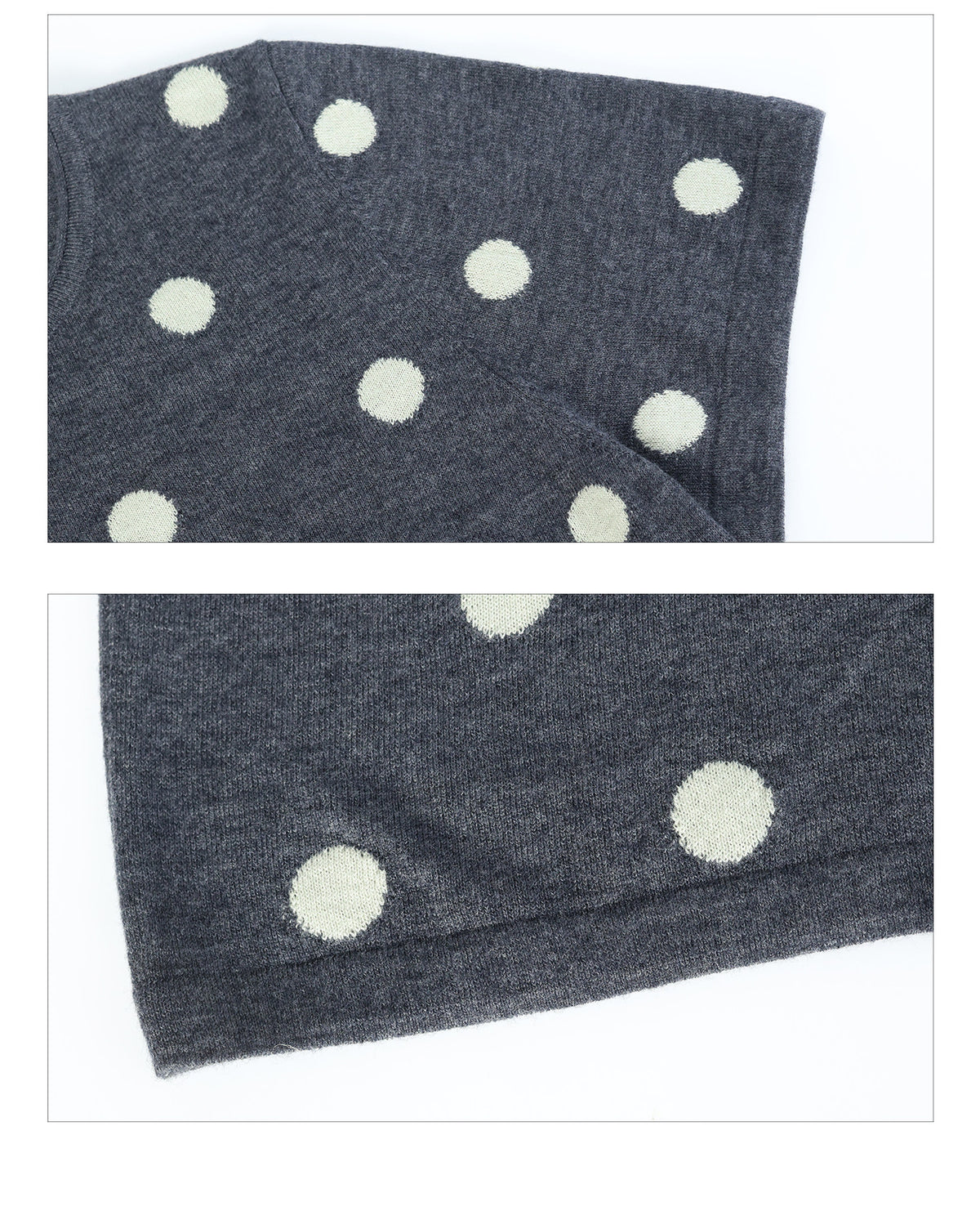 Polka Dot Wool-Blend Short Sleeve Knit Top