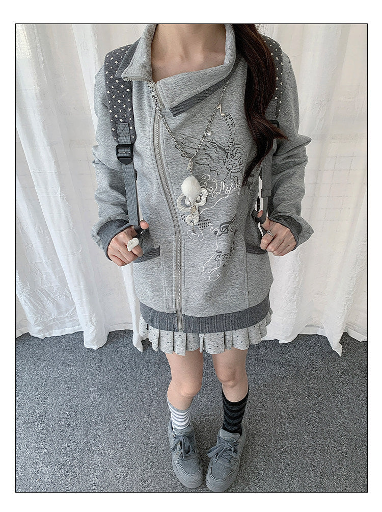 Music Angel Asymmetric Zip-Up Jacket