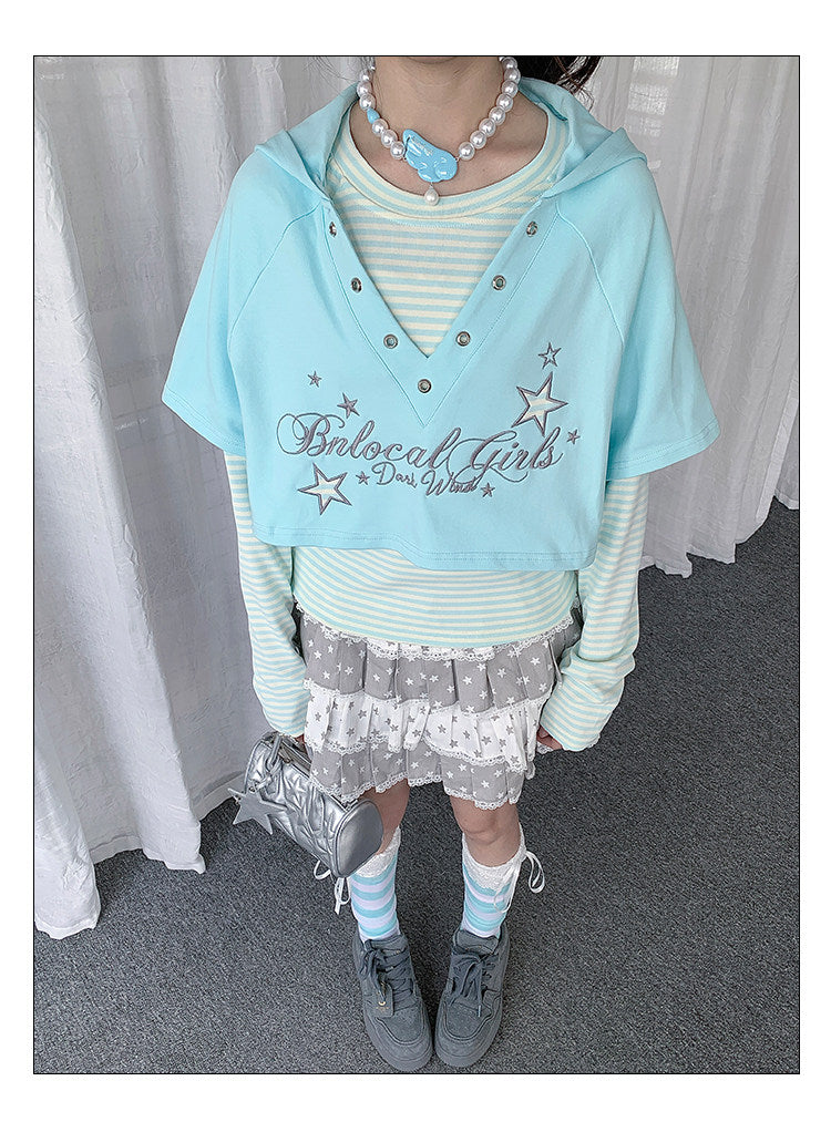Star Whisper Layered Hoodie Two-Piece Top Set
