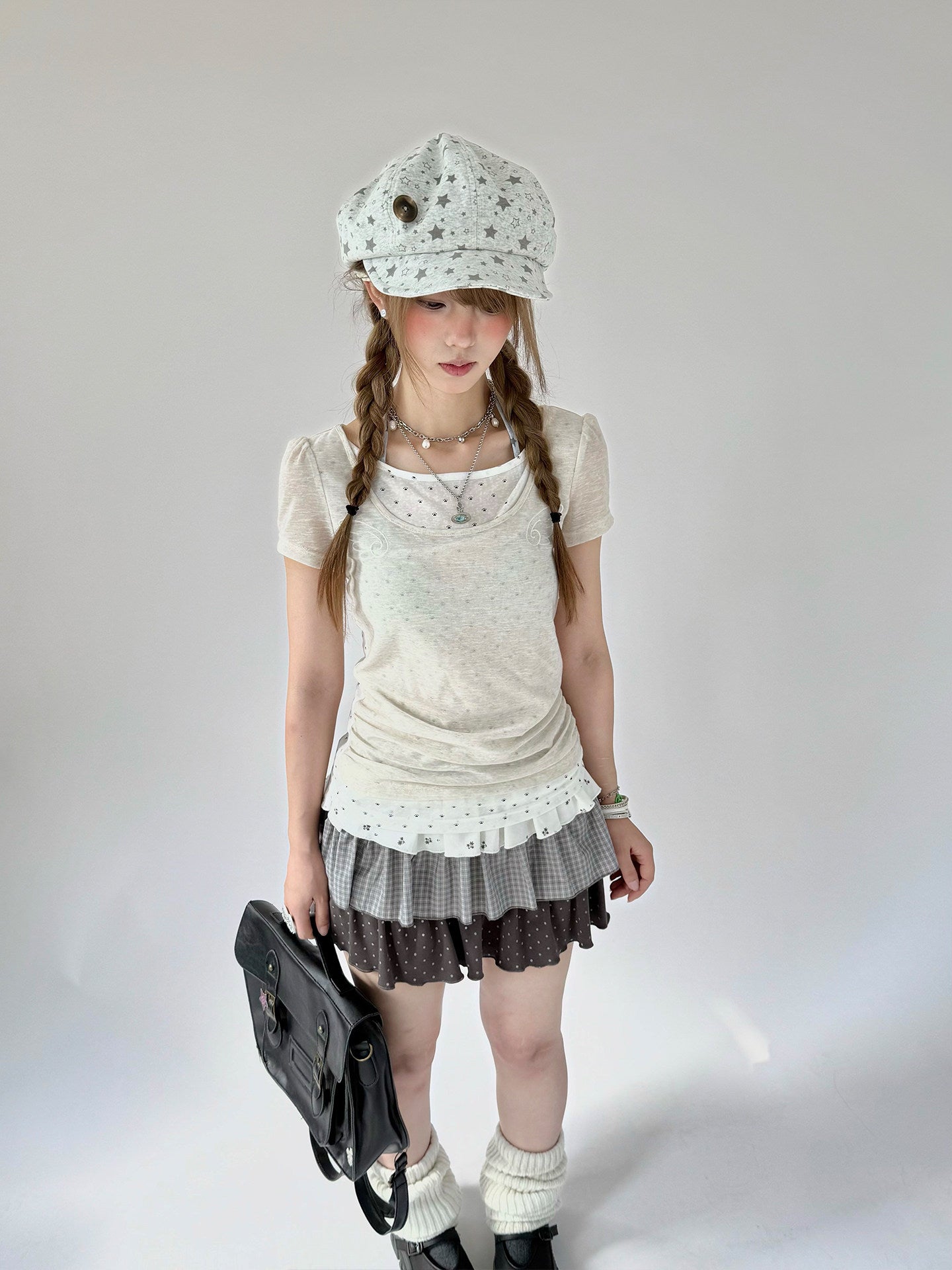 Angel Cat Back-Tie Layered Lyocell Tee