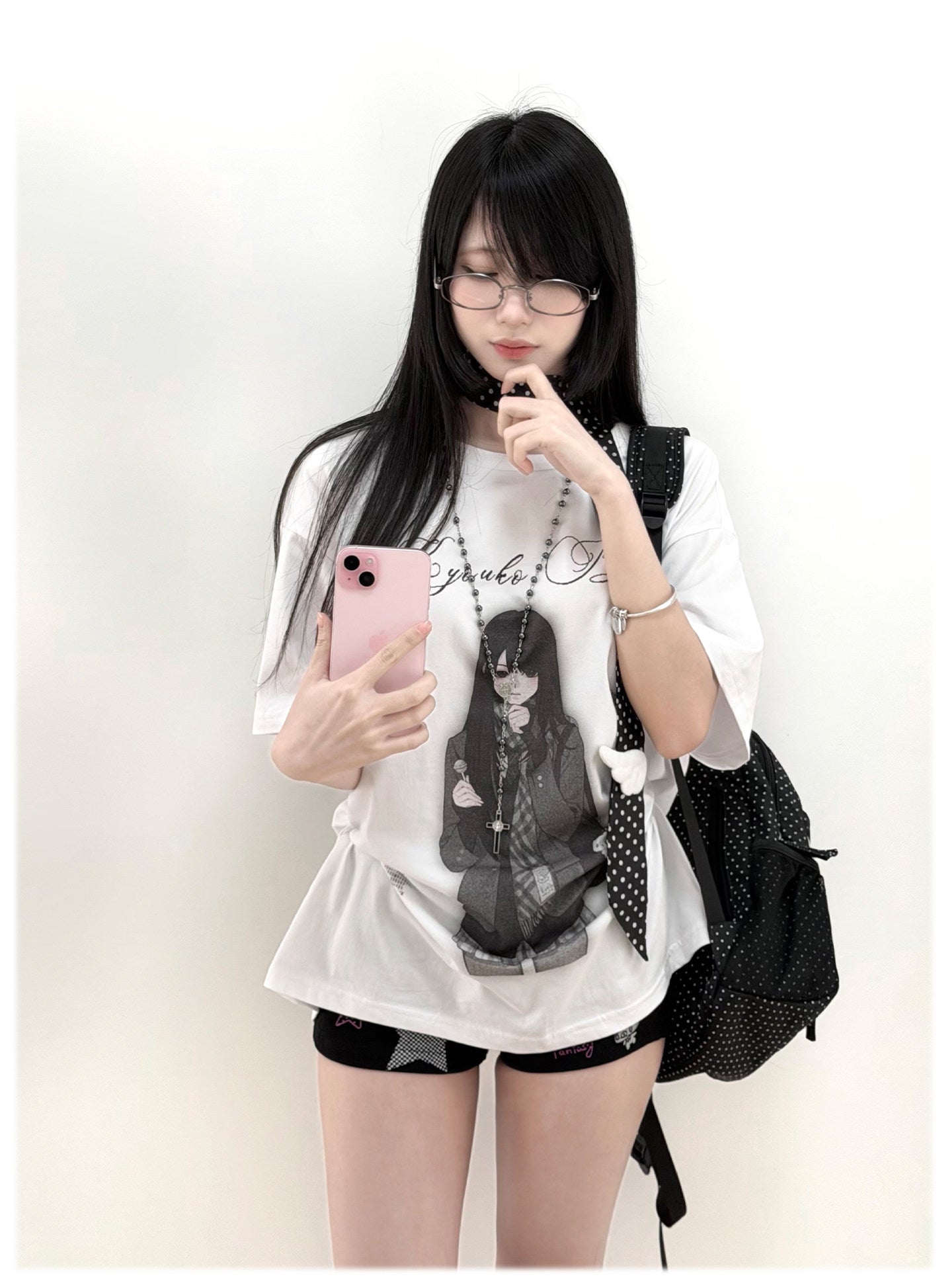 Room Doll Graphic Tee & Plaid Skirts