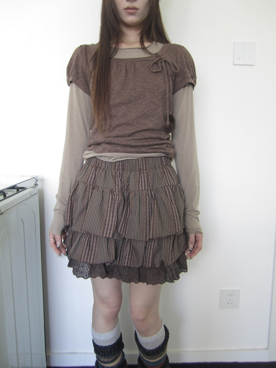 Plaid Layered Ruffle Mini Skirt