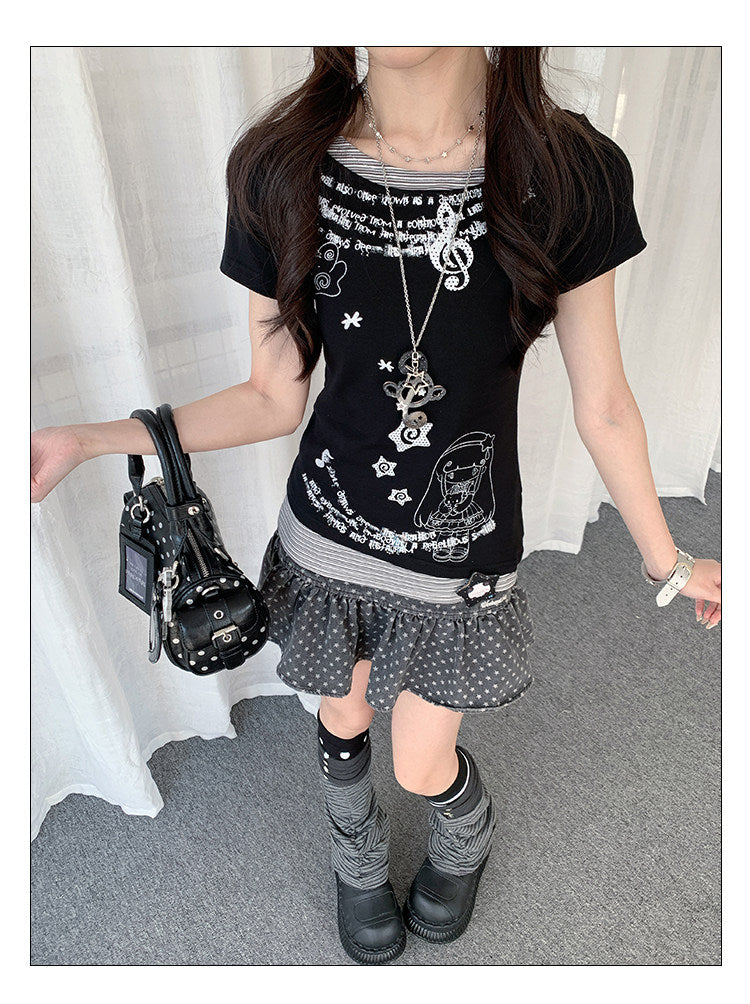Midnight Melody Layered Graphic Tee