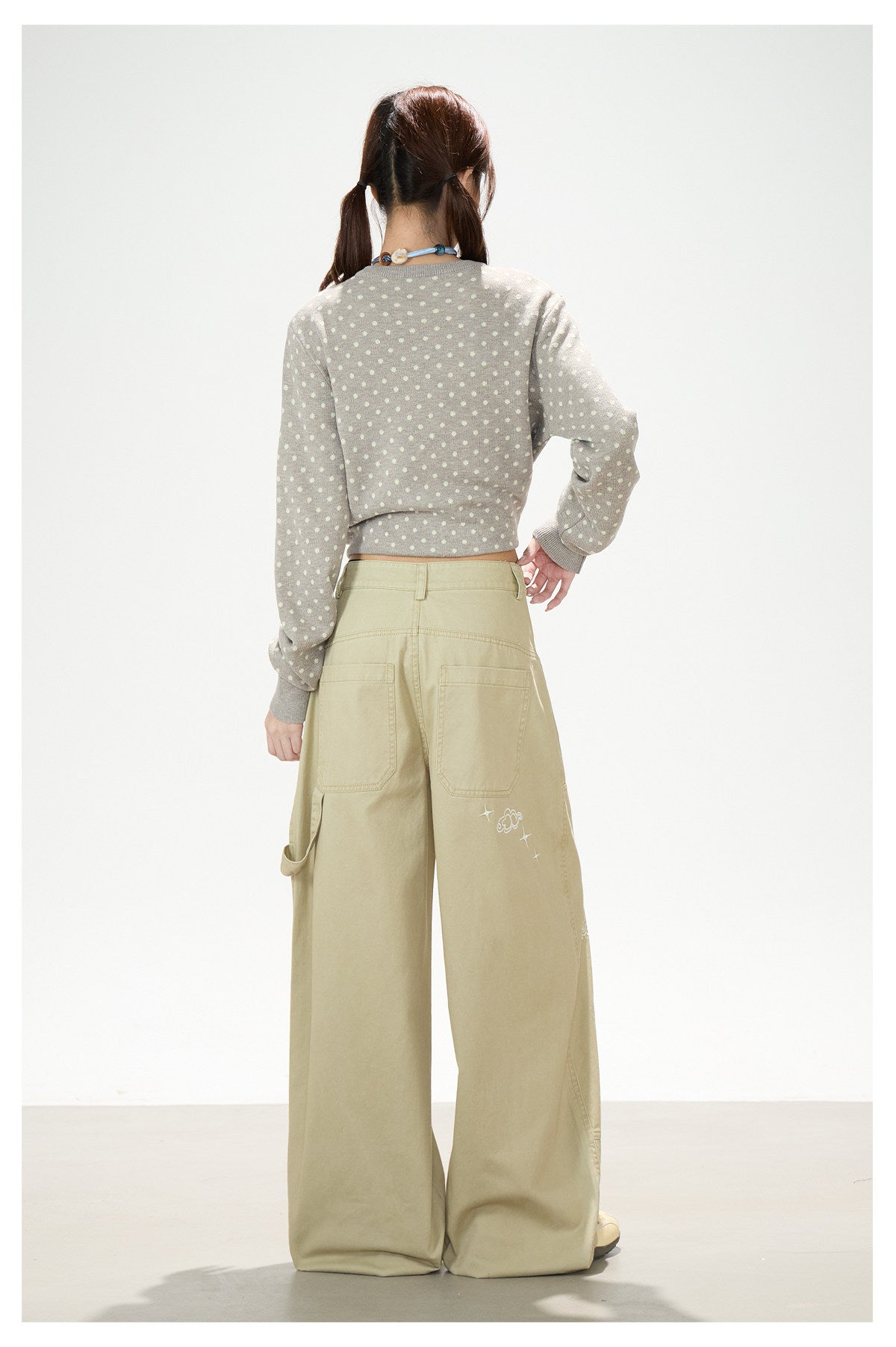 Playful Embroidered Wide-Leg Cargo Pants