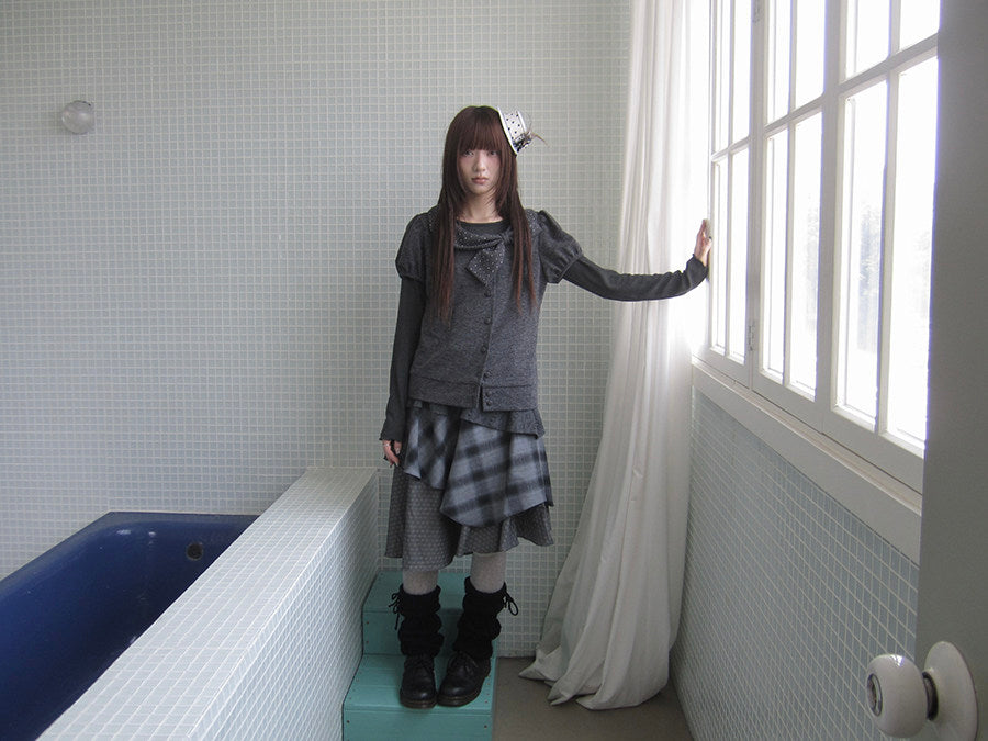 Asymmetric Plaid Layered Midi Skirt