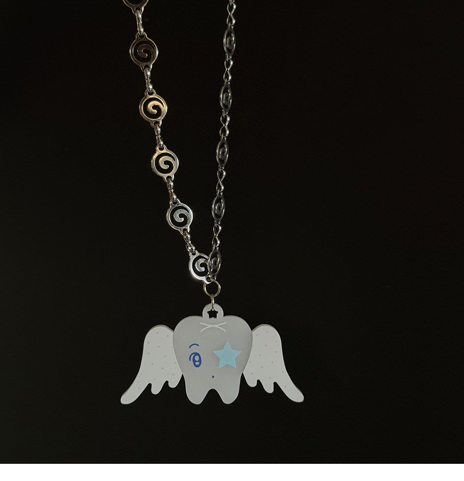 Please Take Care Angel Tooth Necklace
