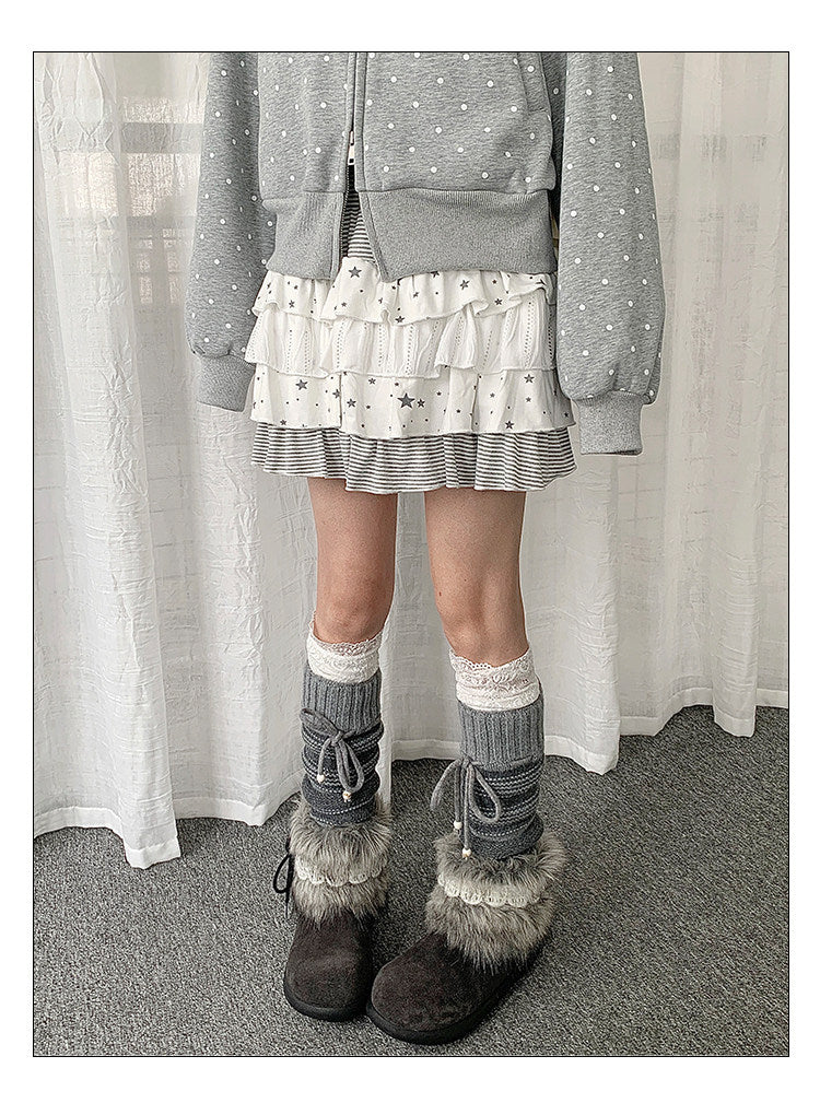 Star Stripe Tiered Ruffle Mini Skirt
