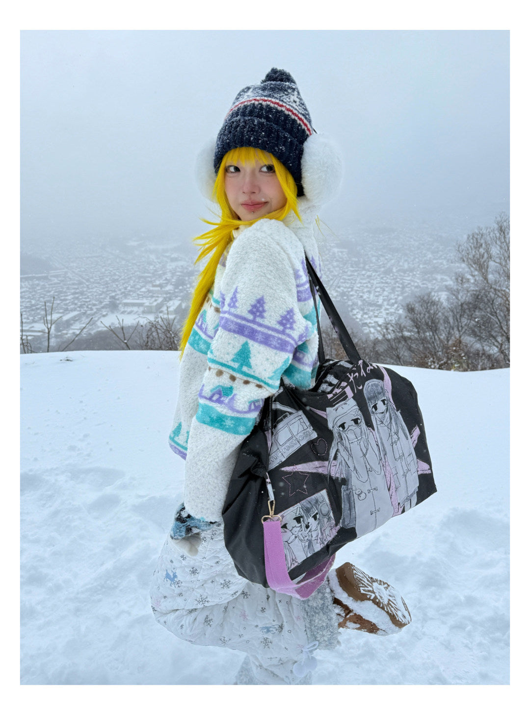 Winter Girl Padded Wing Tote Bag