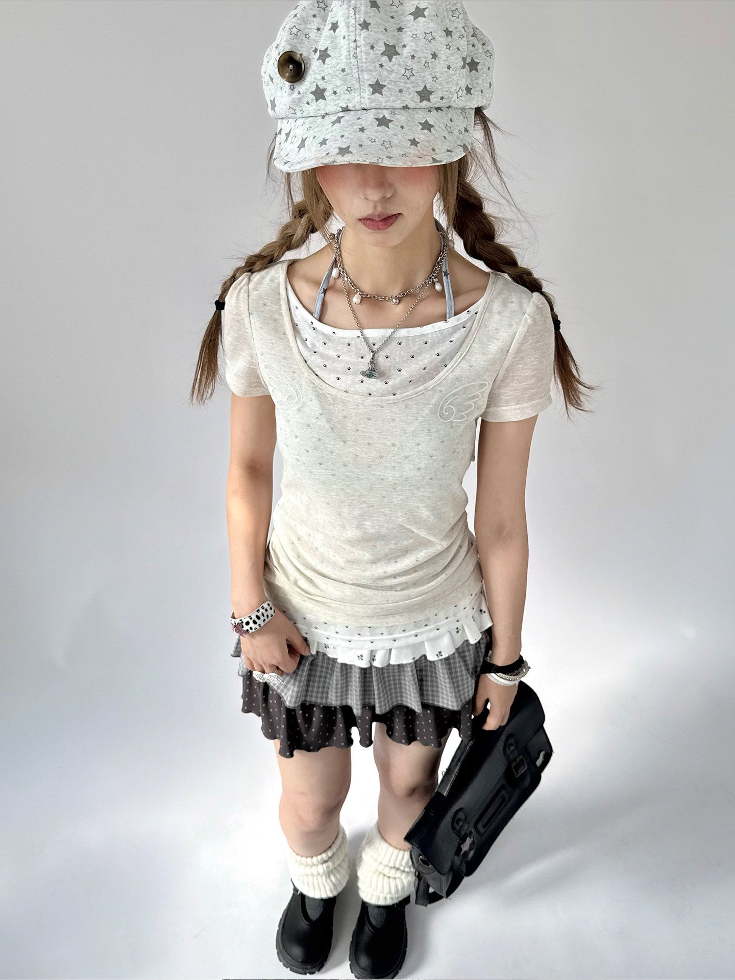 Angel Cat Back-Tie Layered Lyocell Tee