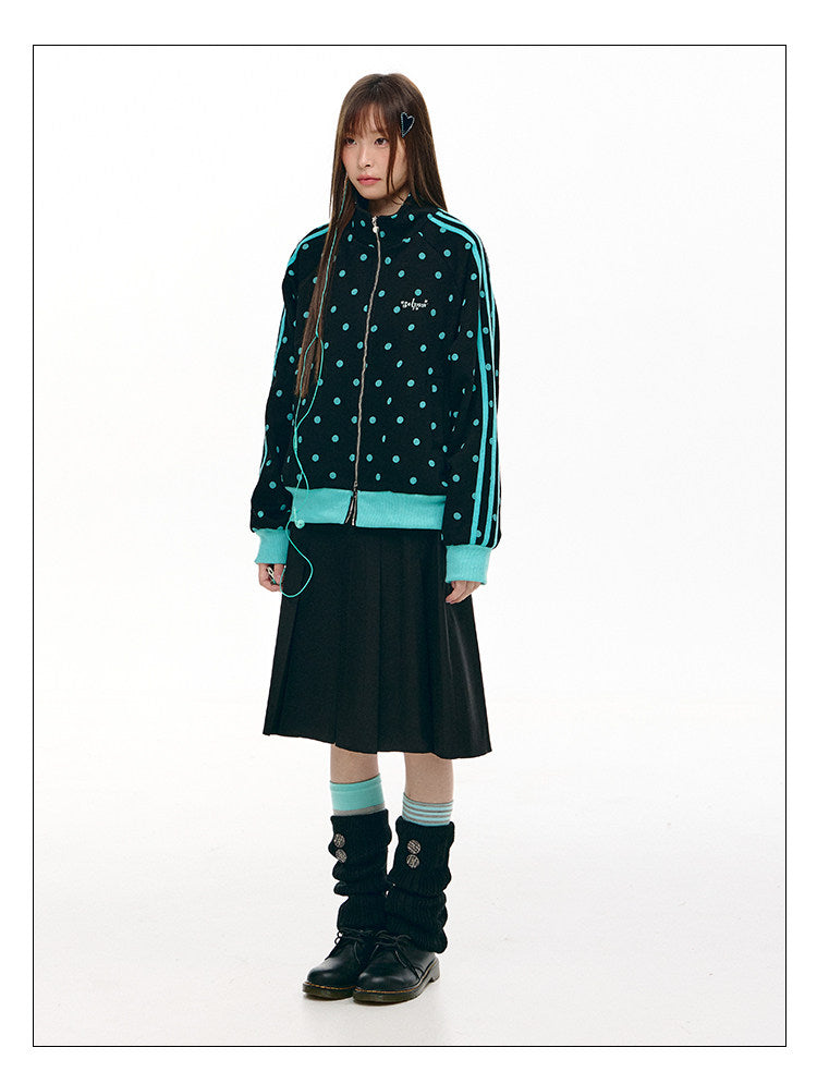 Mint Polka Dot Double-Zip Track Jacket