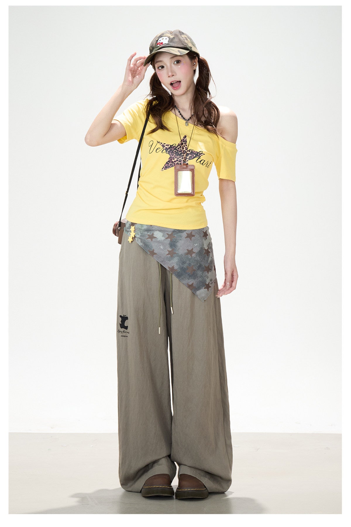 Leopard Star Off-Shoulder Layered Tee
