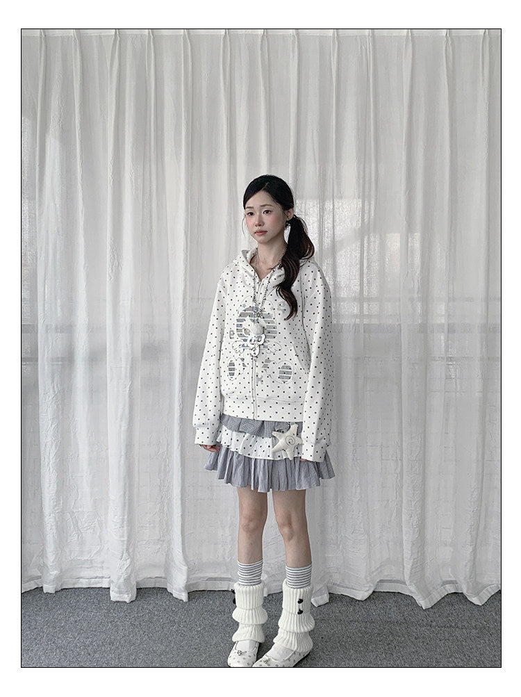 Polka Dot Dream Planet Zip-Up Hoodie