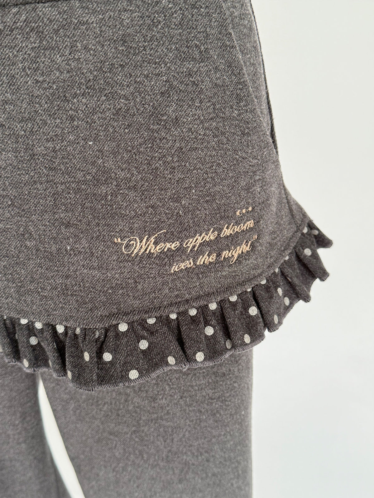 Charcoal Polka Dot Faux-Layer Wide-Leg Pants