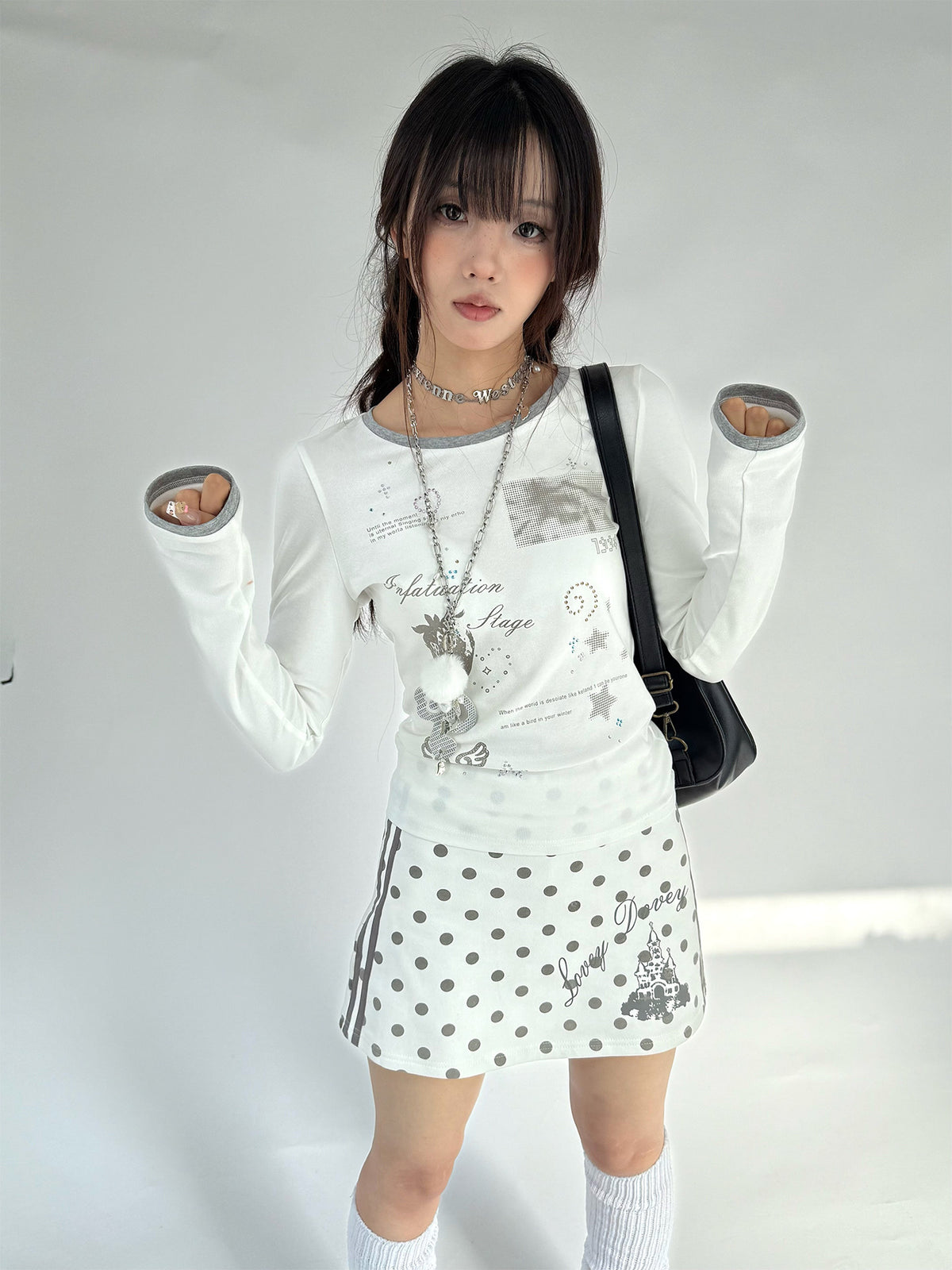 Polka Dot Dream Castle Low-Rise Mini Skirt
