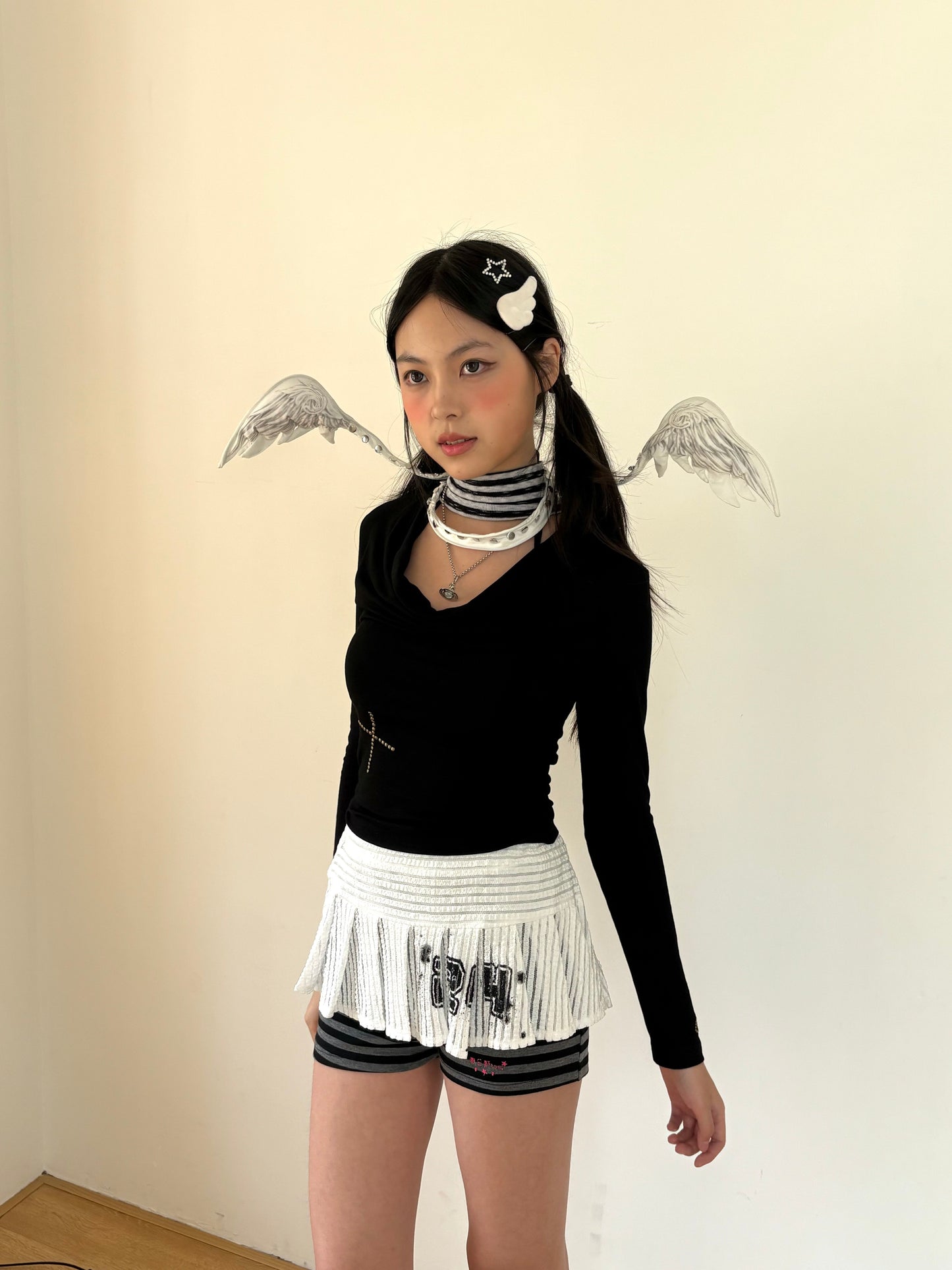 Ivory Signal Layered Pleated Skort