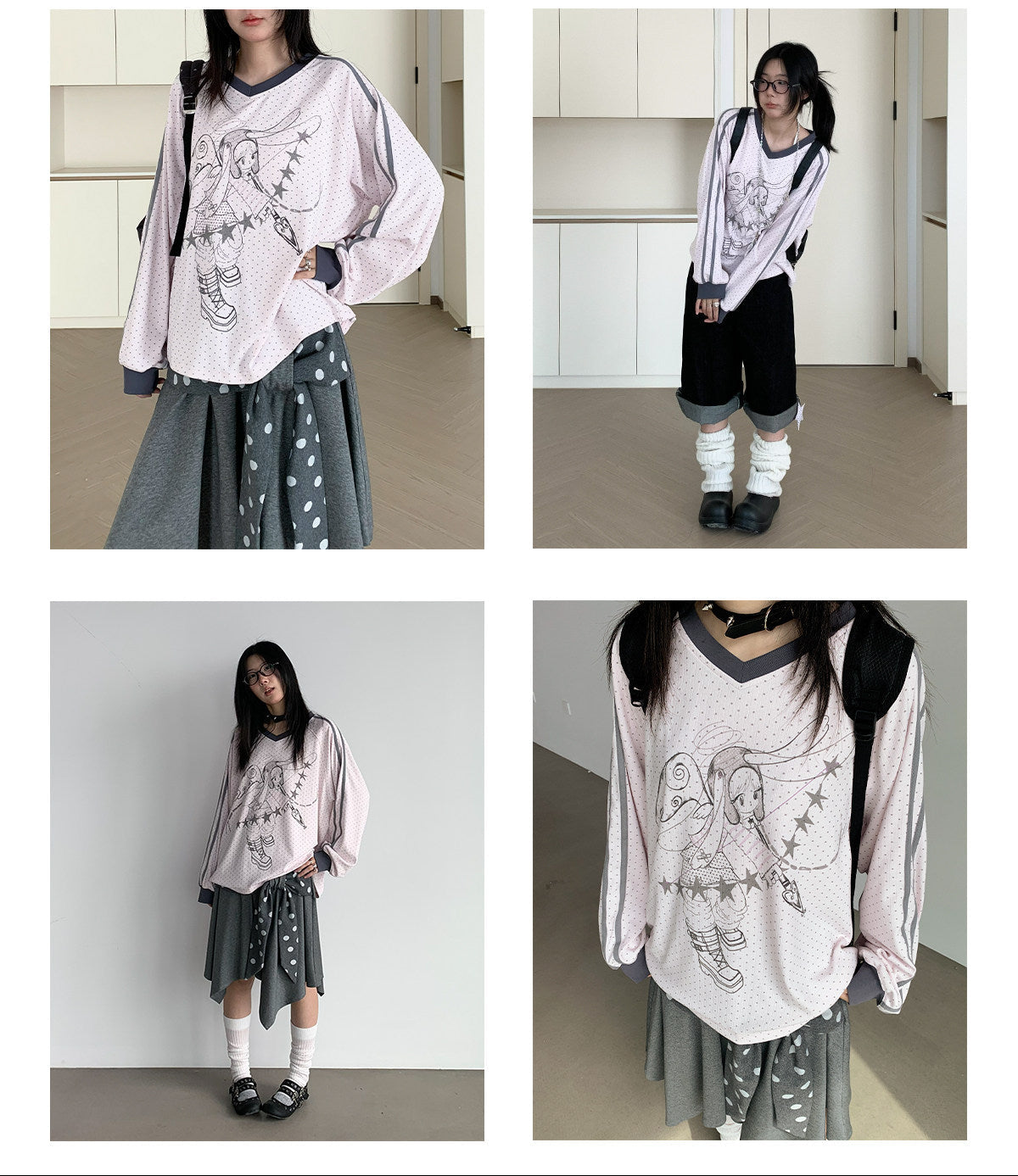 Dreaming Star Girl Oversized Jersey Long-Sleeve Tee
