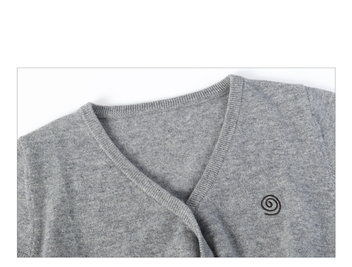 Wool Wrap-Tie V-Neck Knit Top