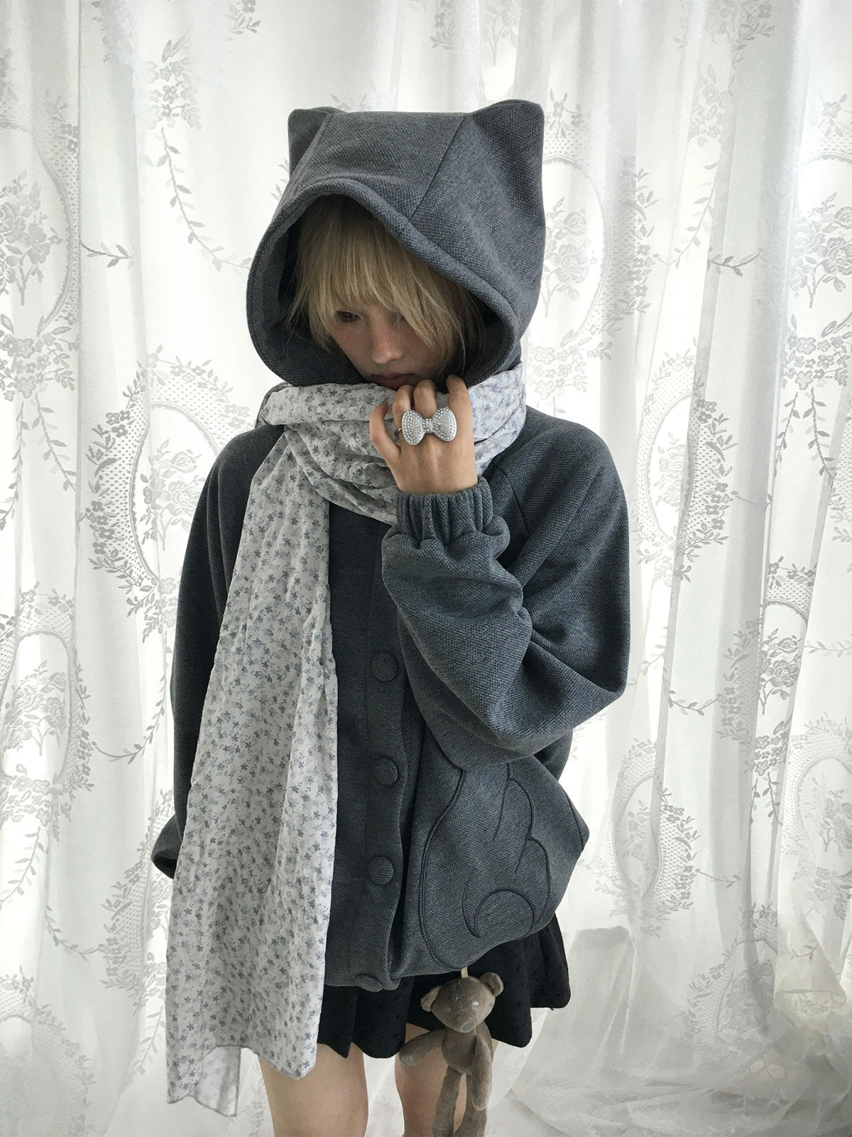 Winter Haze Ditsy Floral Gauze Scarf