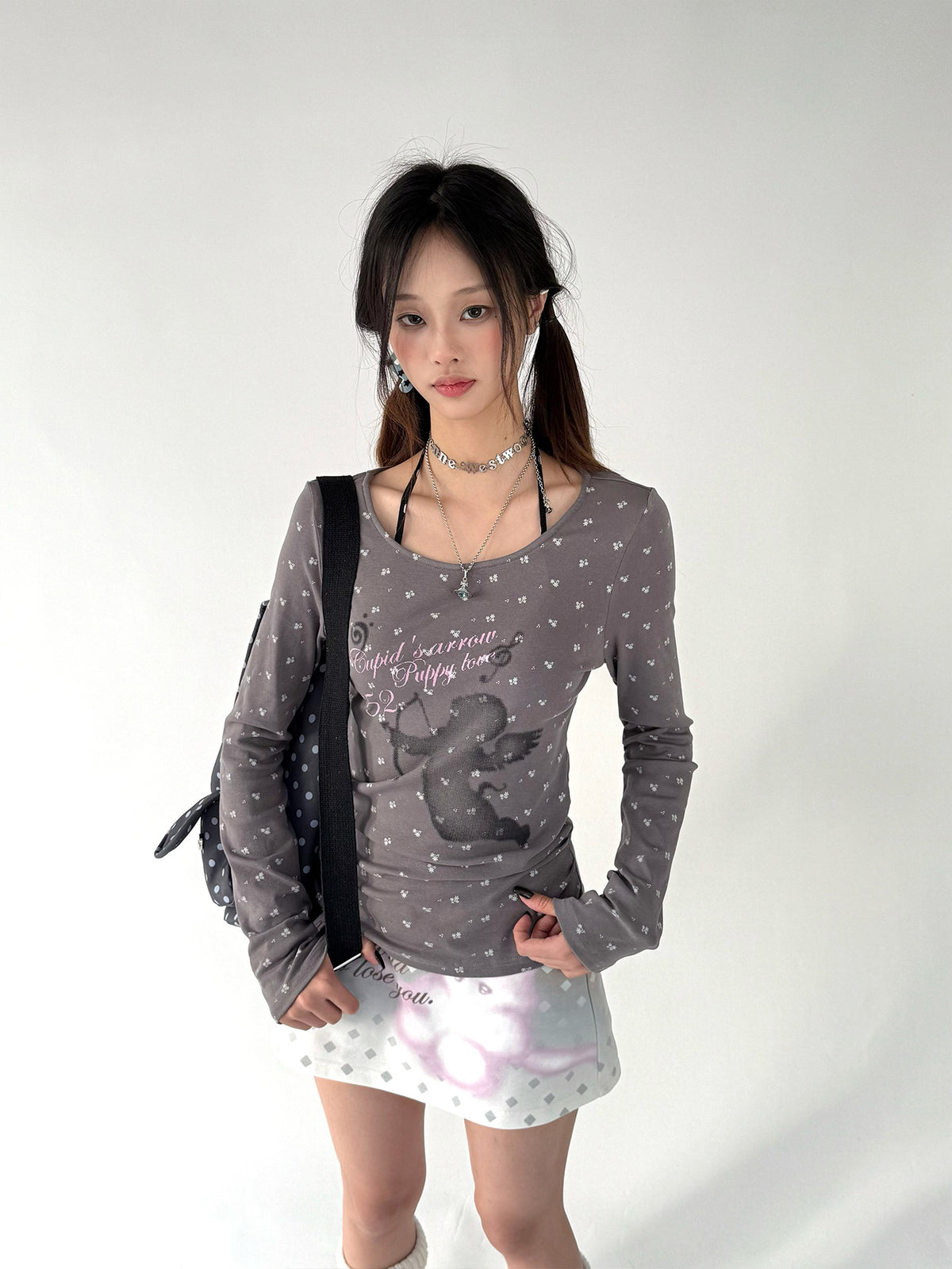Dream Bunny Graphic Low-Rise A-Line Mini Skirt