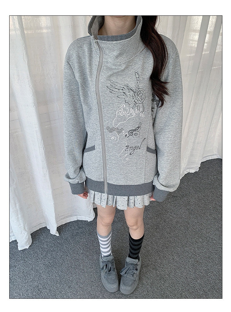 Music Angel Asymmetric Zip-Up Jacket