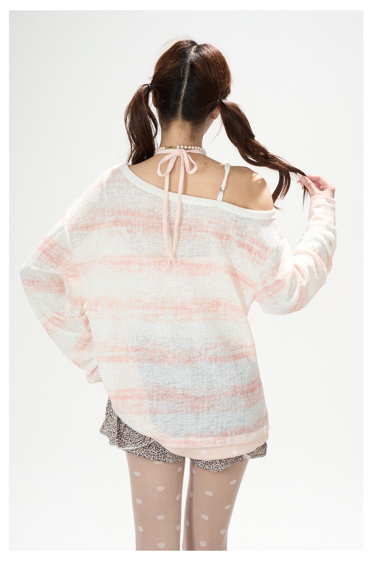 Summer Stripe Graphic Long Sleeve Top & Star Halter Cami