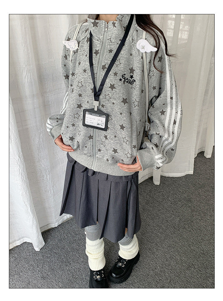 Allover Star Print Track Zip Jacket