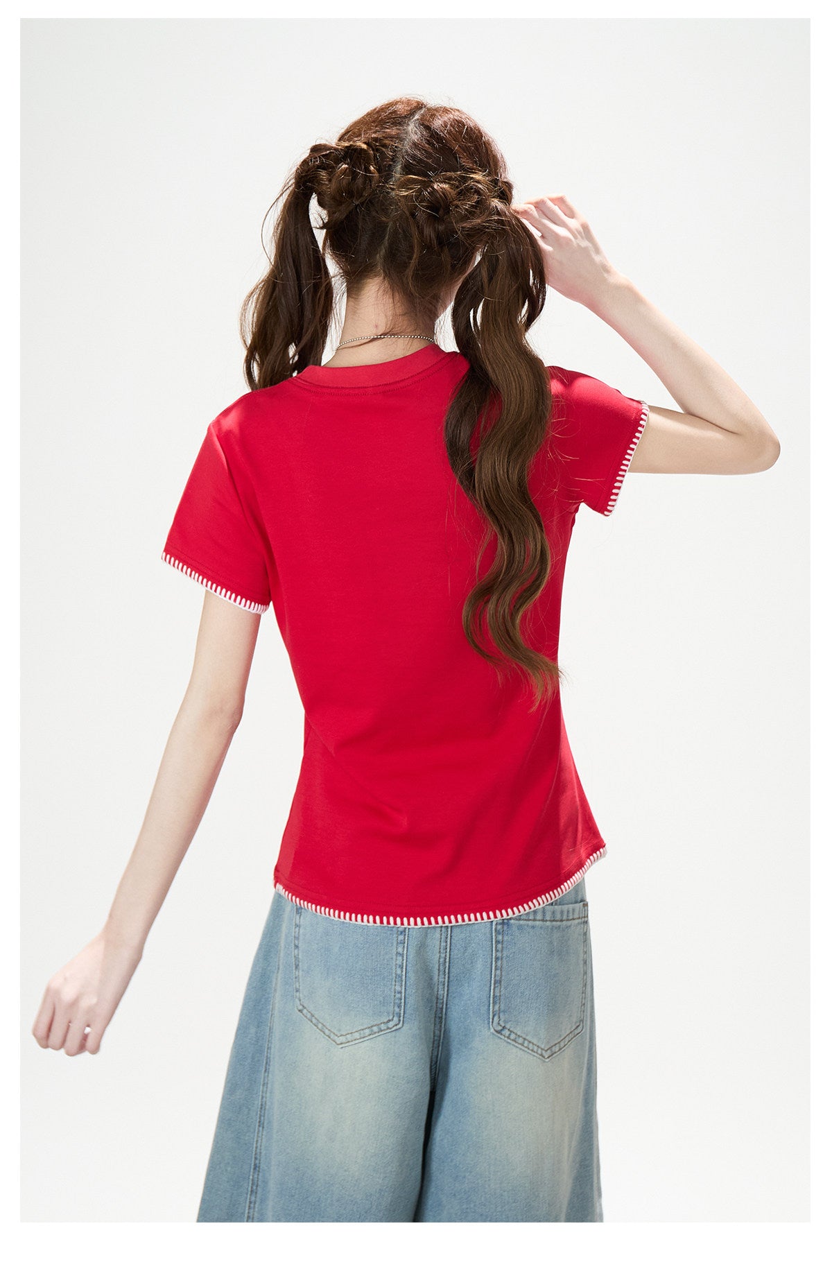Apple Star Graphic Baby Tee & Denim Bermuda Pants