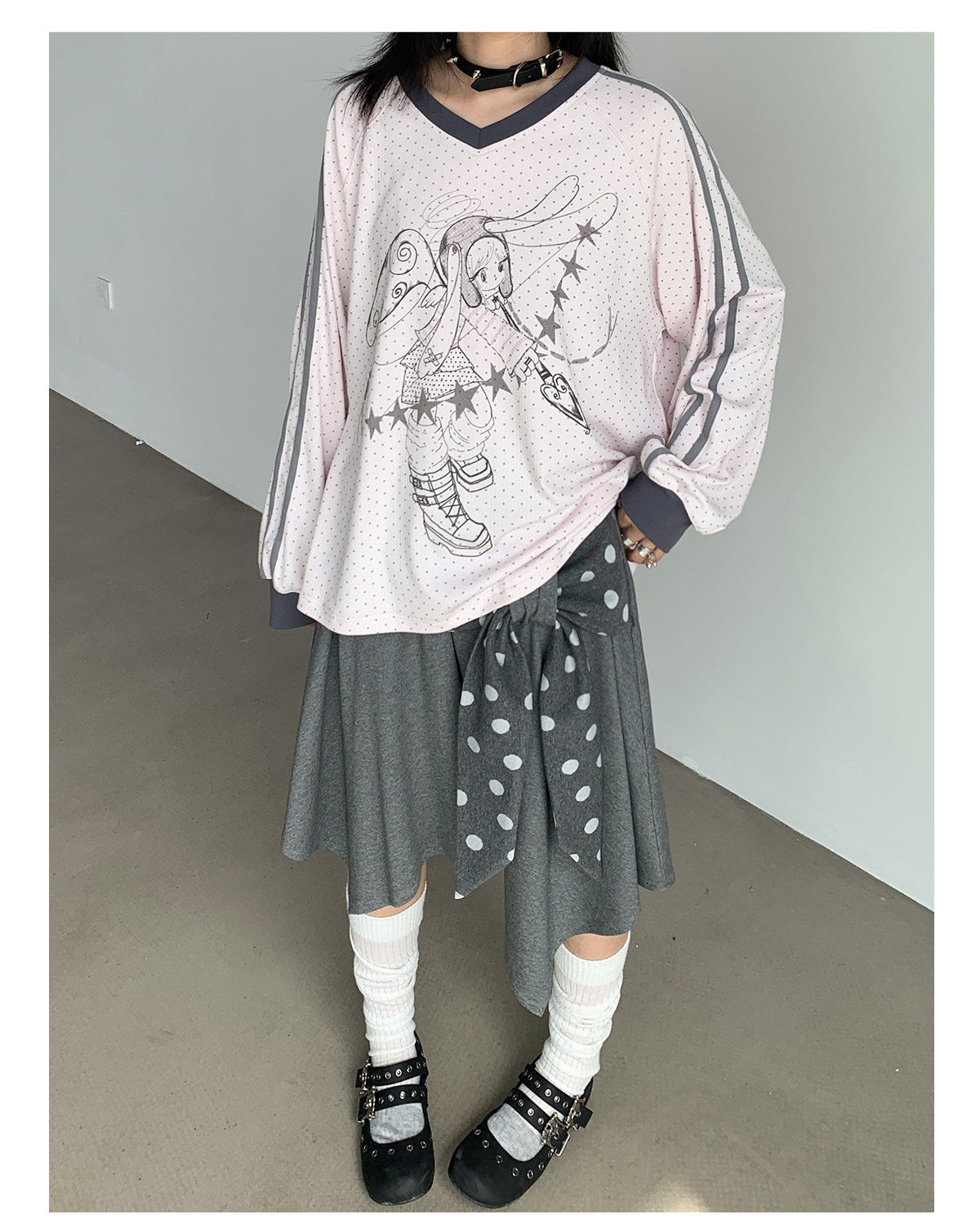 Dreaming Star Girl Oversized Jersey Long-Sleeve Tee