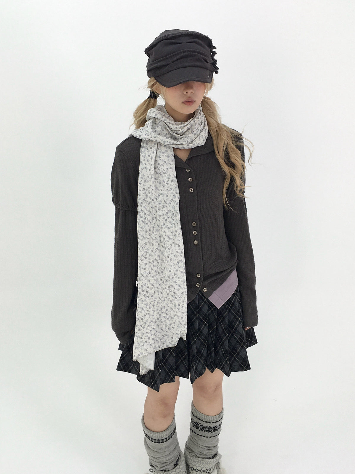 Winter Haze Ditsy Floral Gauze Scarf