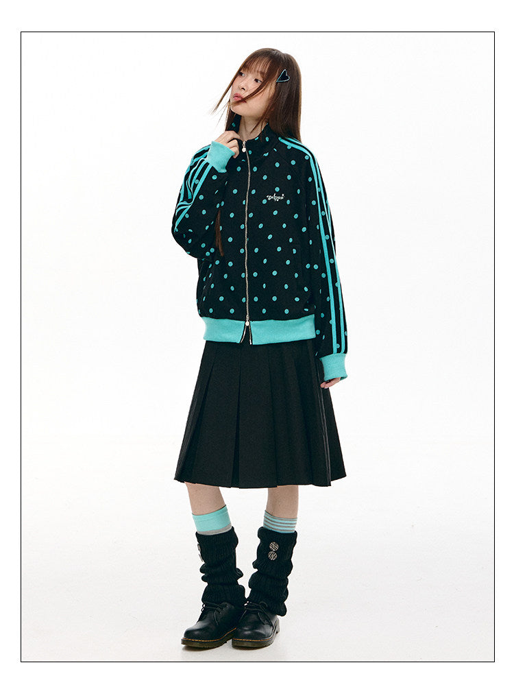 Mint Polka Dot Double-Zip Track Jacket