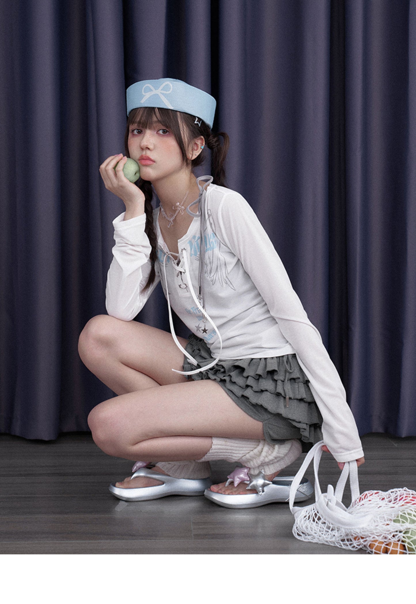 White Night Angel Wing Layered Top