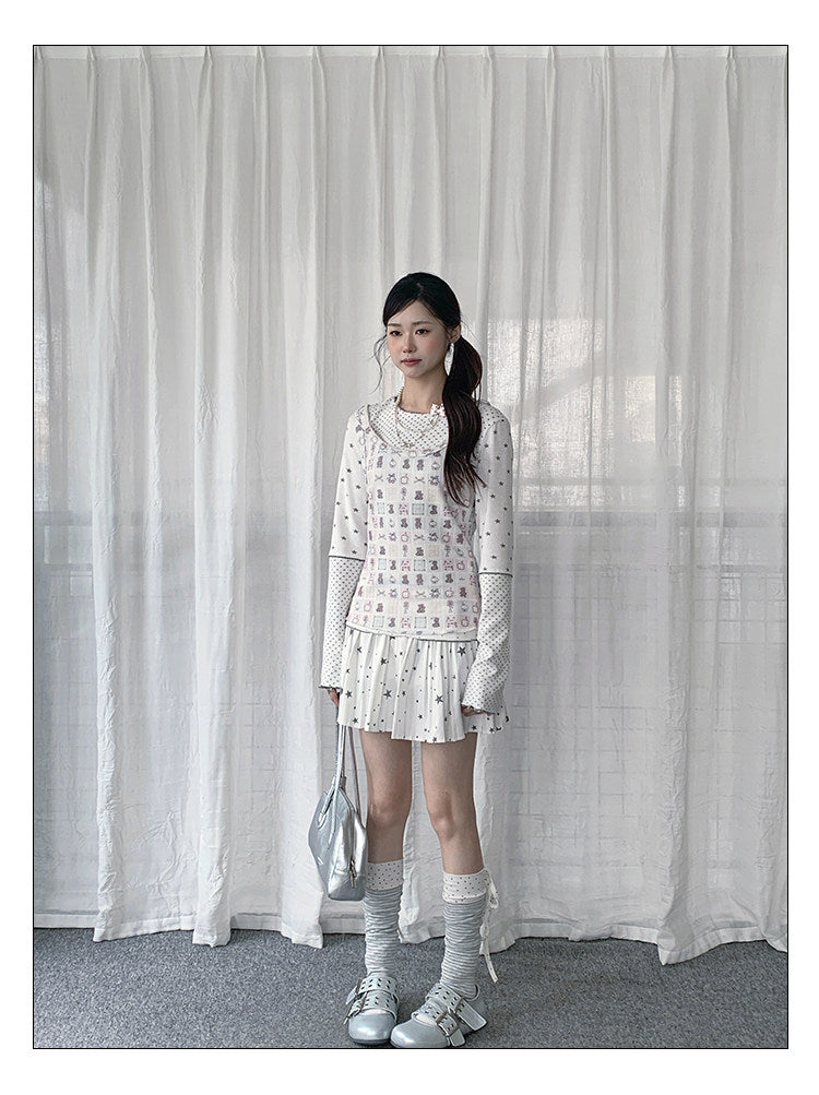 Ivory Star Bear Layered Two-Piece Top Set
