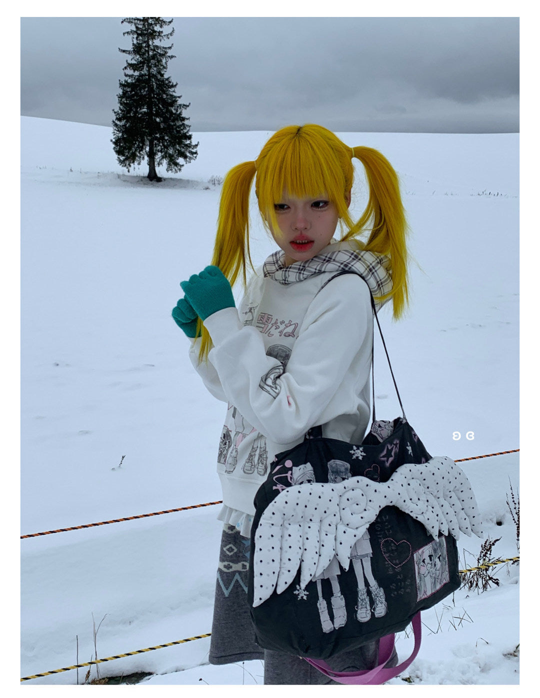 Winter Girl Padded Wing Tote Bag