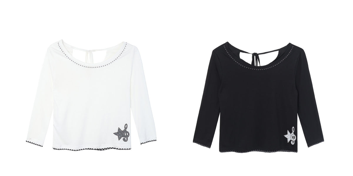 Music Star Back-Tie 3/4 Sleeve Top