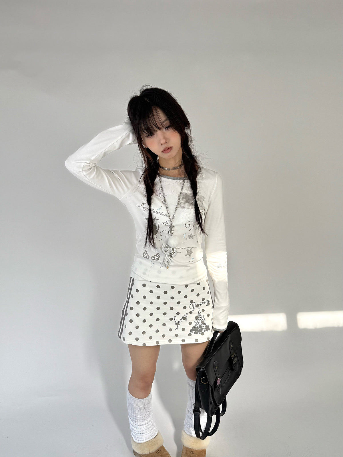 Polka Dot Dream Castle Low-Rise Mini Skirt