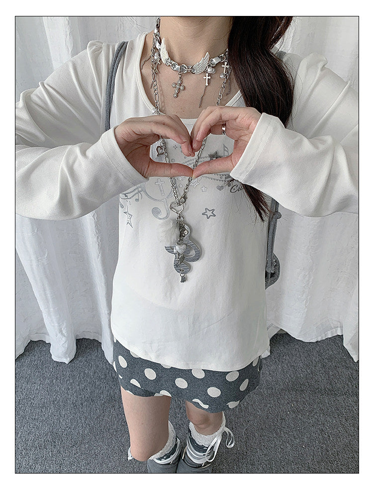 Wish Melody Puff-Sleeve Long Sleeve Top