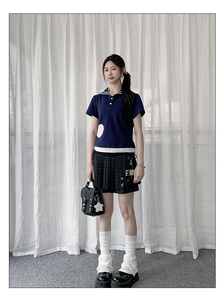 Vintage Plaid Layered Tie-Waist Skort Shorts