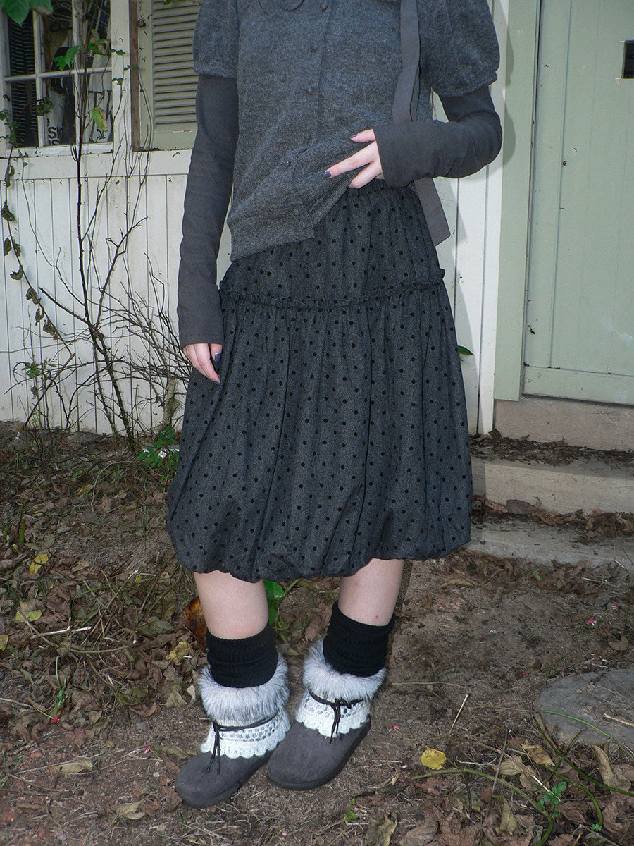 Polka Dot Balloon Midi Skirt