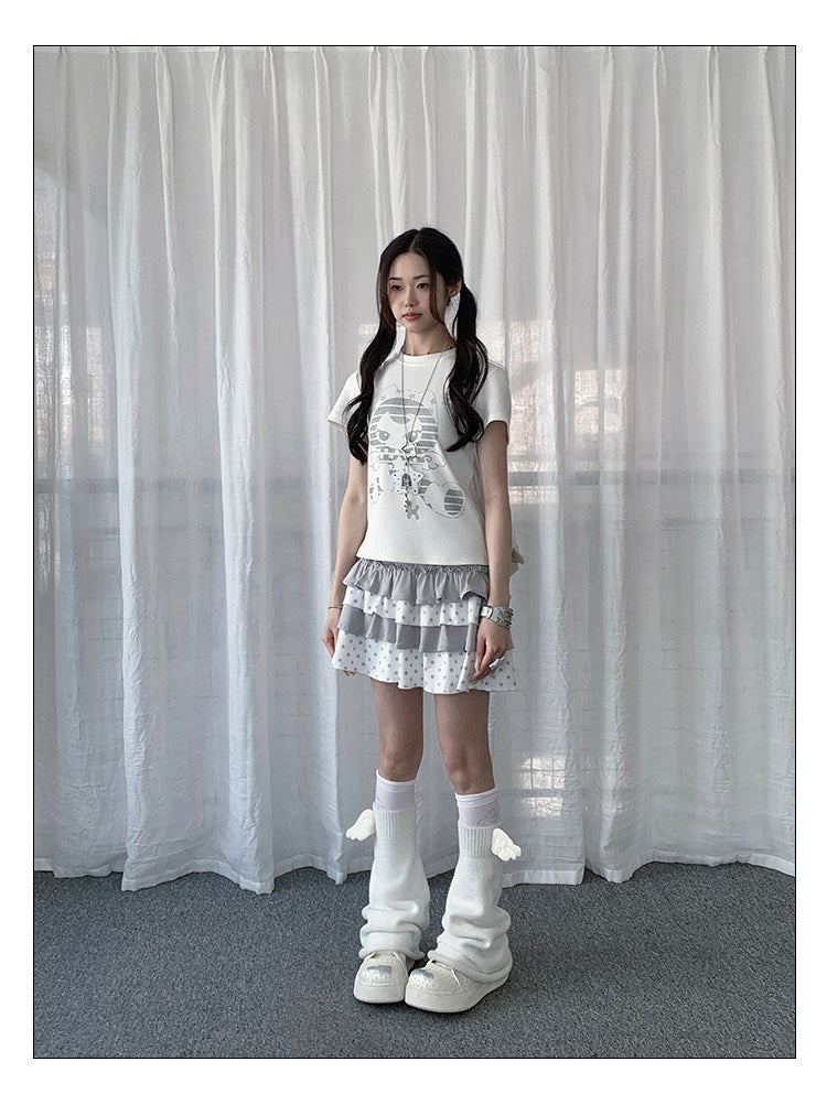 Angel Kitty Star Graphic Fitted Tee