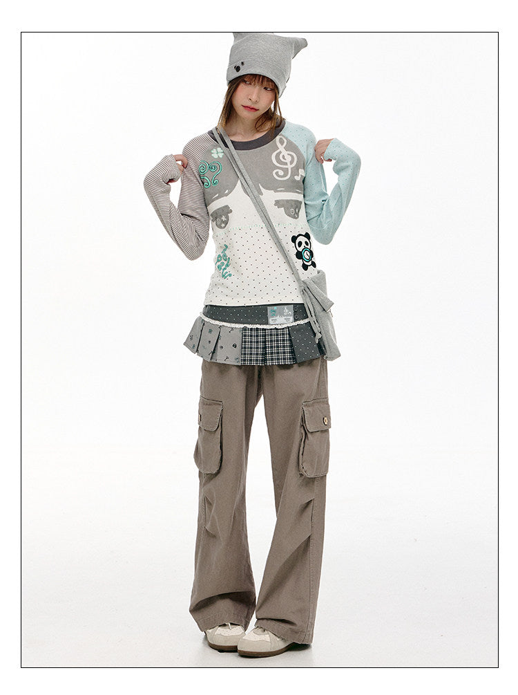 Plaid Panel Layering Wrap Skirt