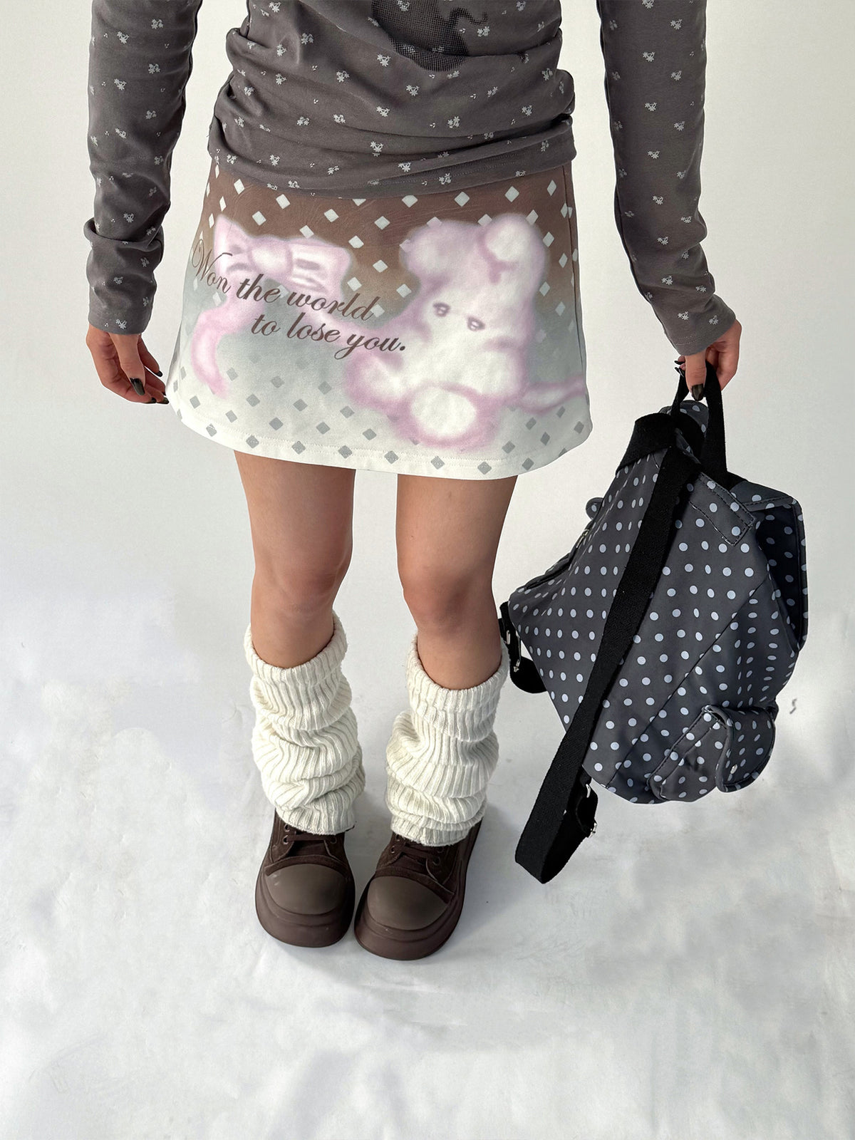 Dream Bunny Graphic Low-Rise A-Line Mini Skirt