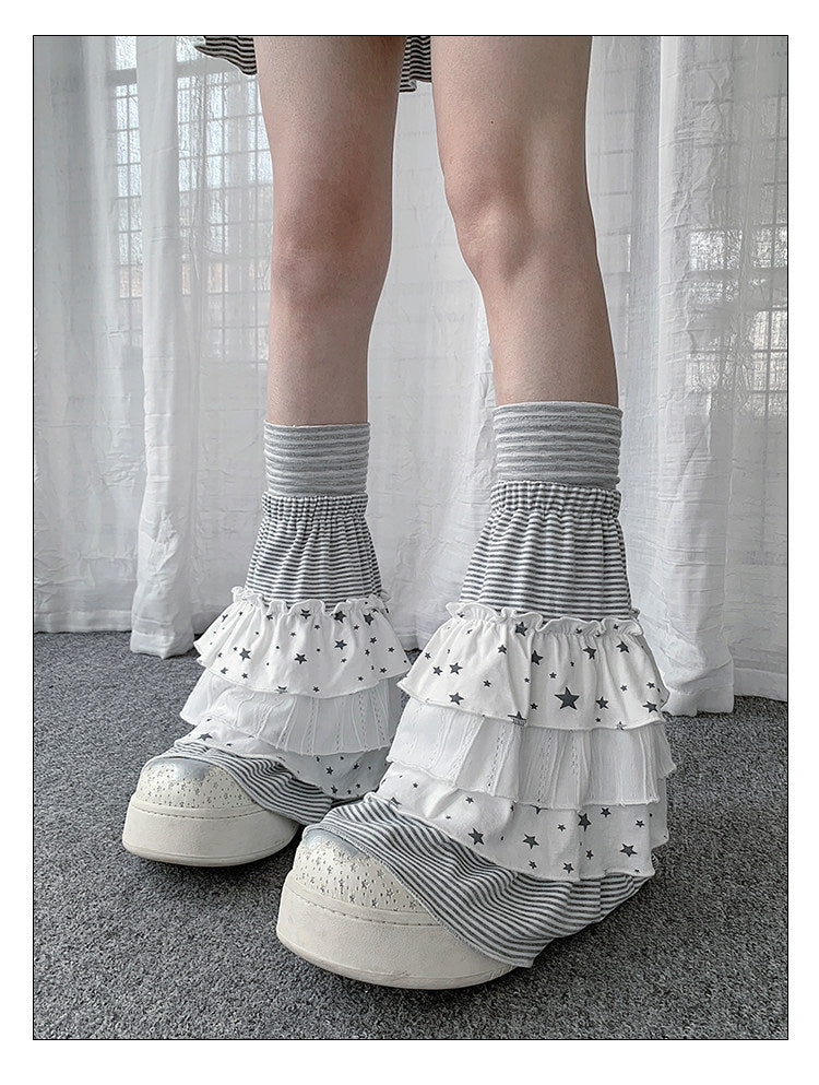 Star Stripe Patchwork Leg Warmers