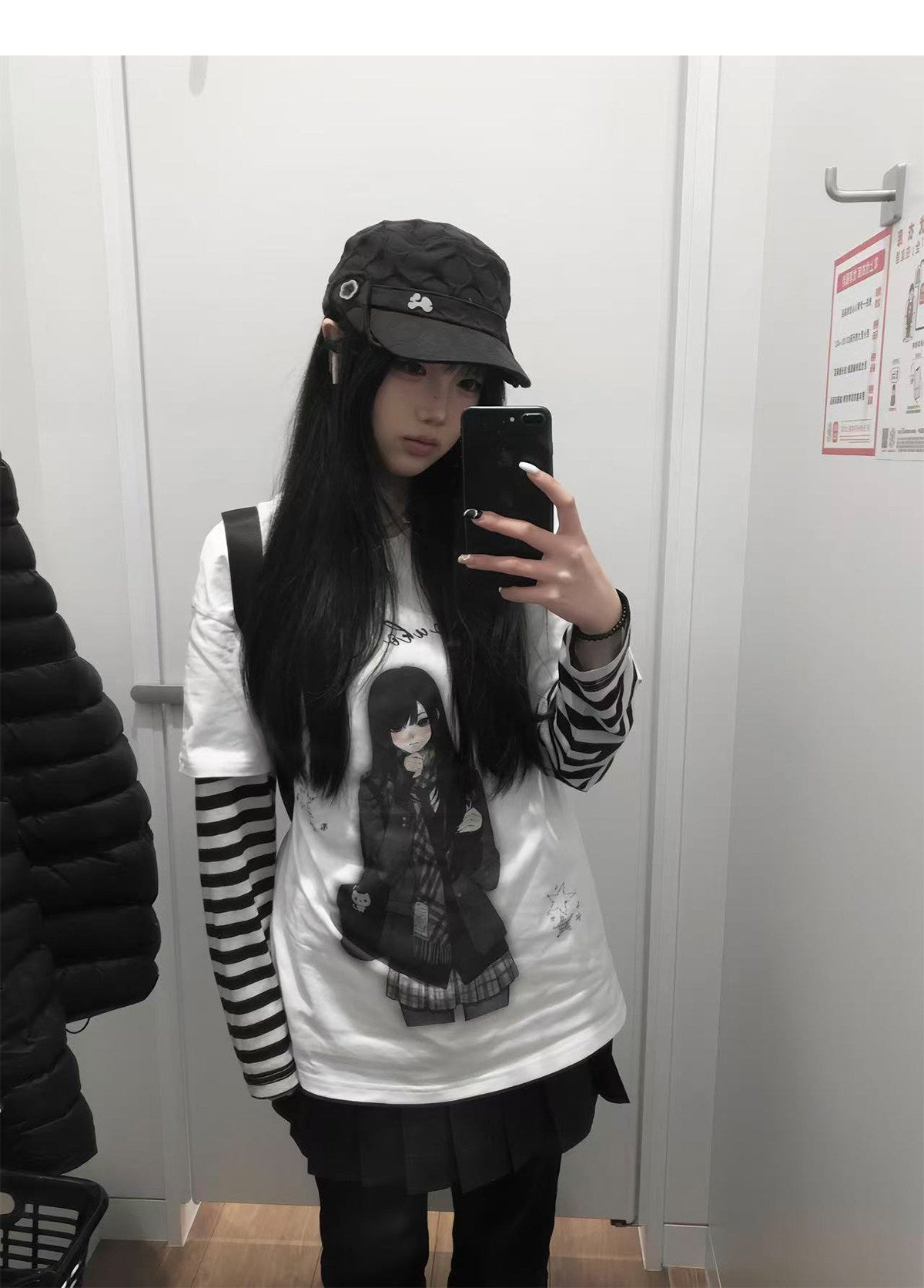 Room Doll Graphic Tee & Plaid Skirts