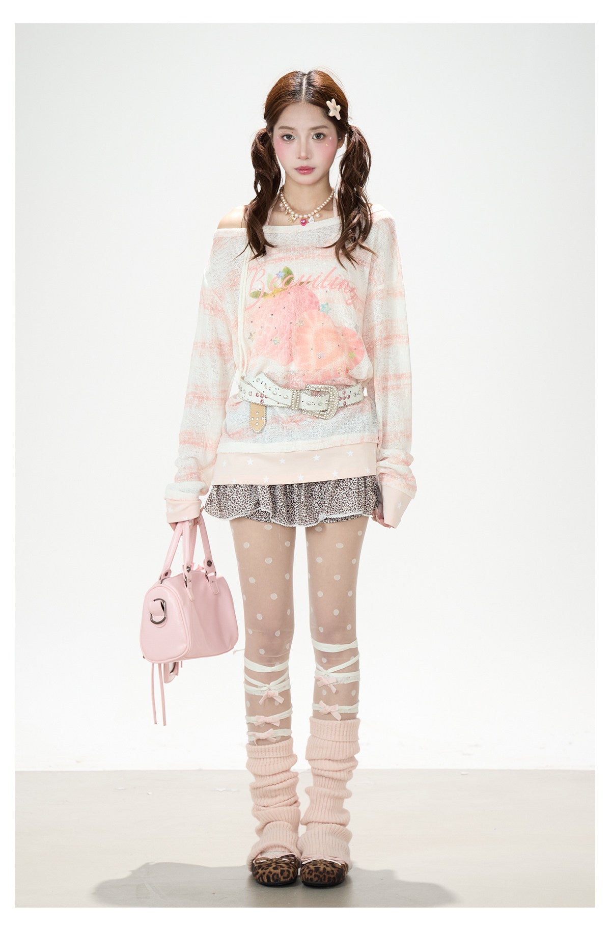 Summer Stripe Graphic Long Sleeve Top & Star Halter Cami