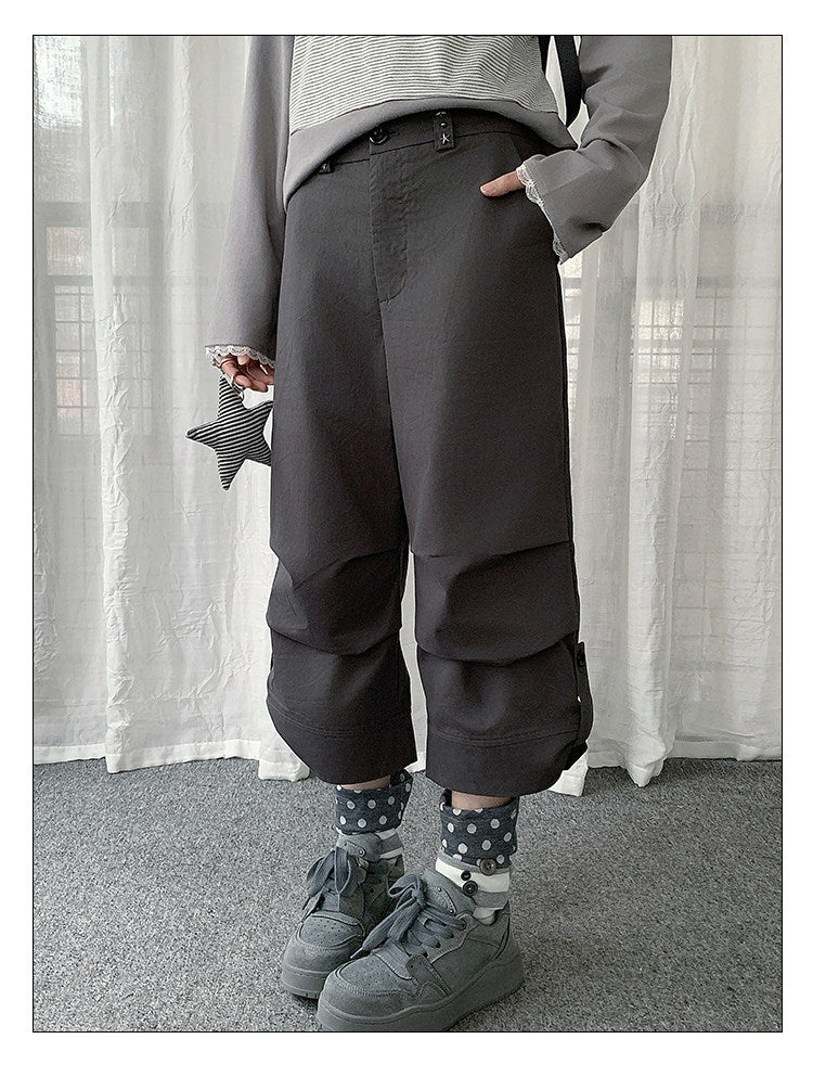 Cuffed Cropped Wide-Leg Pants