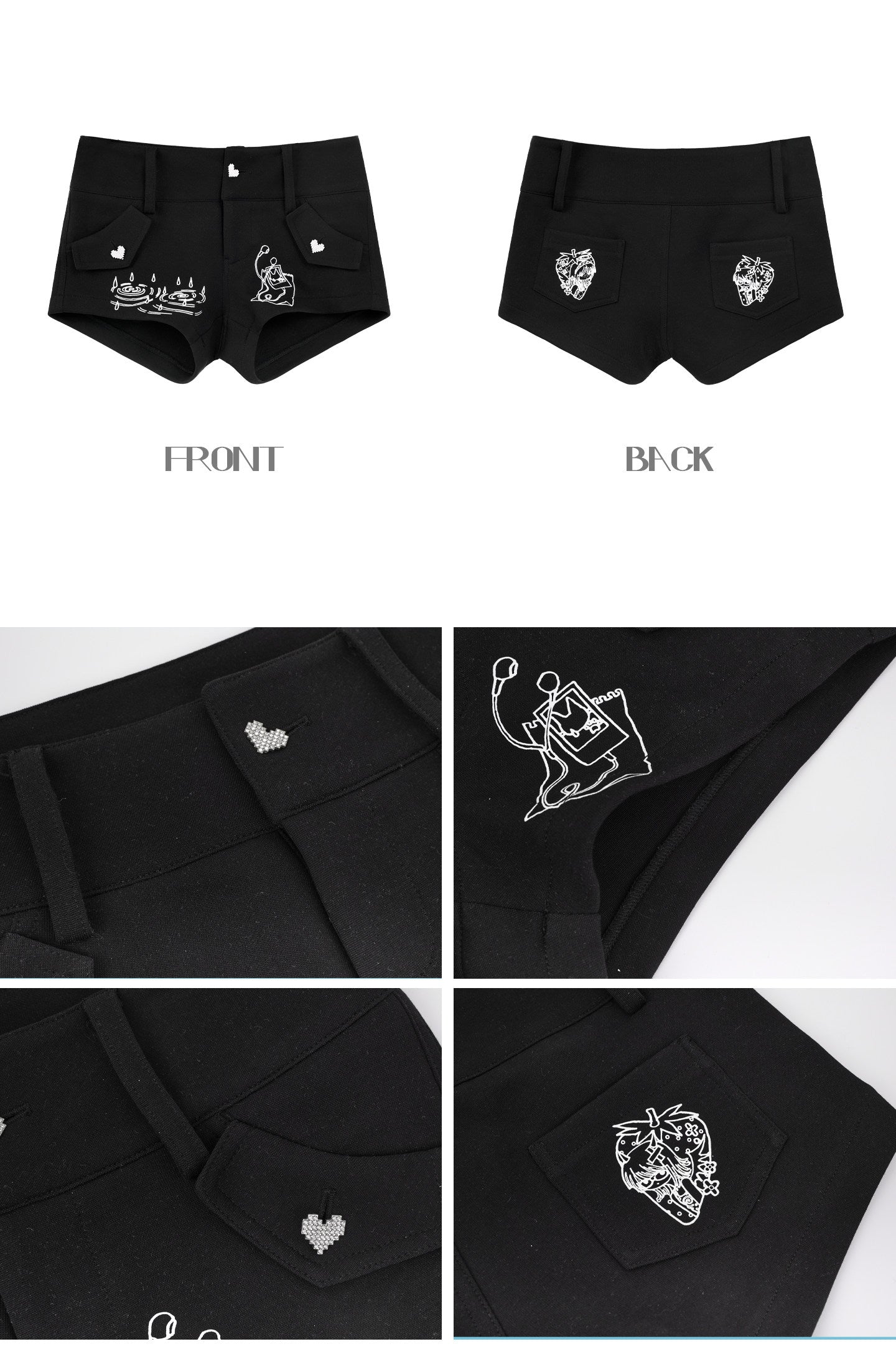 Room Doll Sheer Asymmetric Top & Graphic Mini Shorts