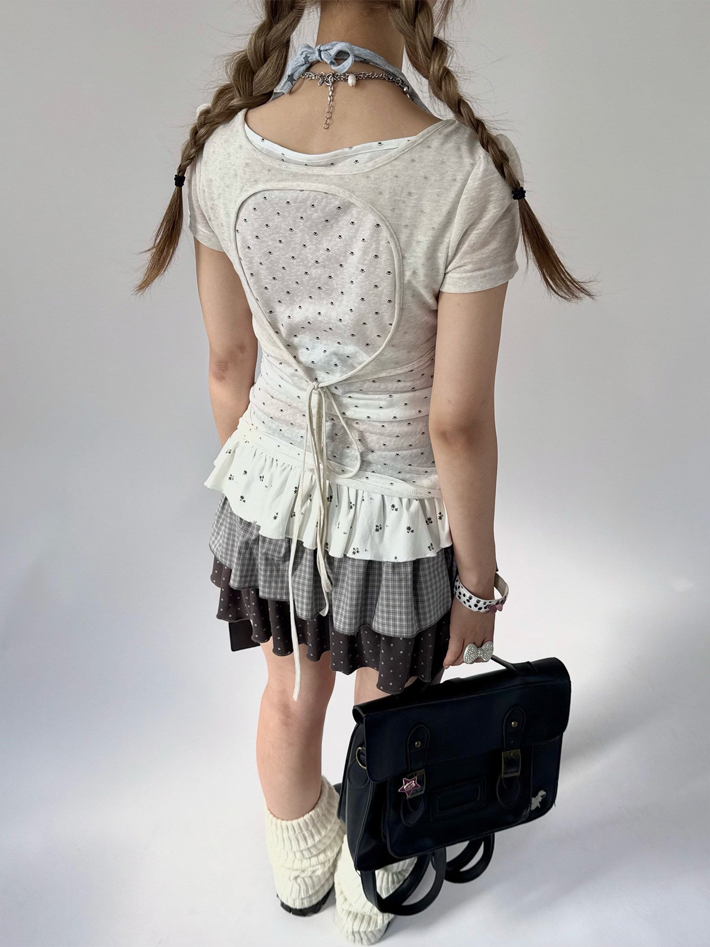 Angel Cat Back-Tie Layered Lyocell Tee