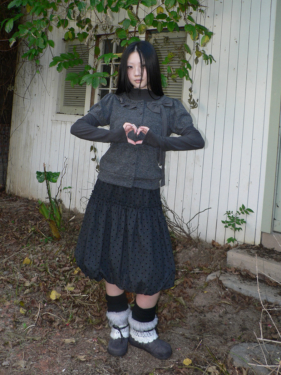 Polka Dot Balloon Midi Skirt