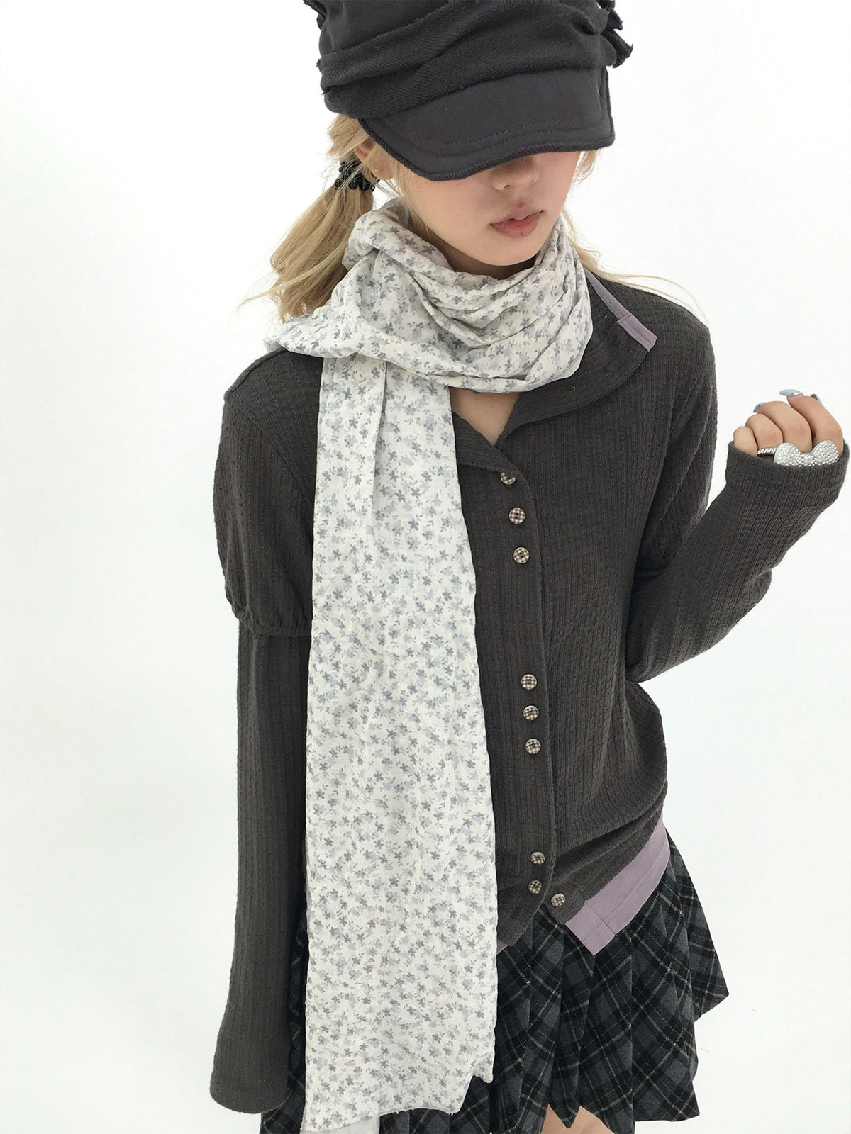 Winter Haze Ditsy Floral Gauze Scarf